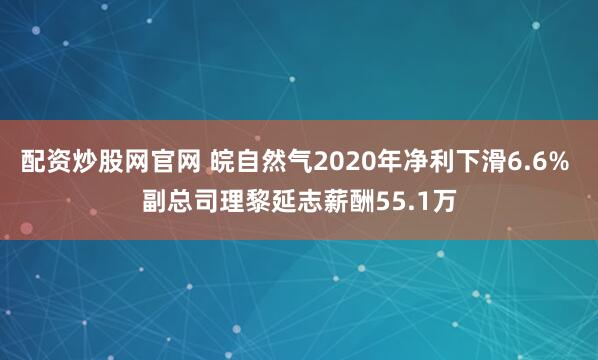 配资炒股网官网 皖自然气2020年净利下滑6.6% 副总司理黎延志薪酬55.1万