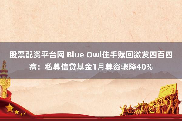 股票配资平台网 Blue Owl住手赎回激发四百四病：私募信贷基金1月募资骤降40%