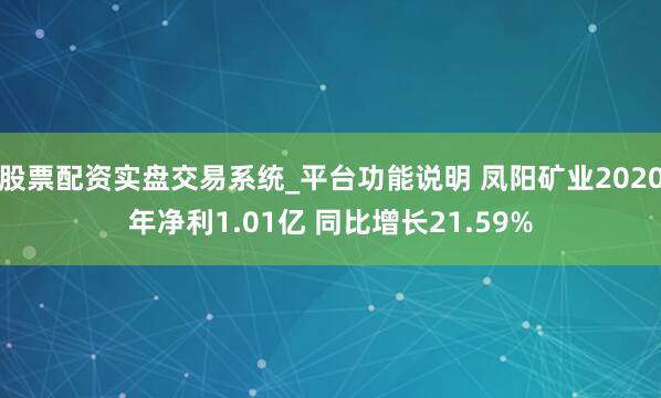 股票配资实盘交易系统_平台功能说明 凤阳矿业2020年净利1.01亿 同比增长21.59%