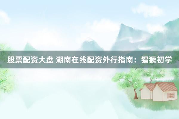 股票配资大盘 湖南在线配资外行指南:猖獗初学